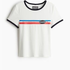 Oasis Unisex Ringer T-Shirt 1996 Tour Horizontal Stripes Ringer White H&M